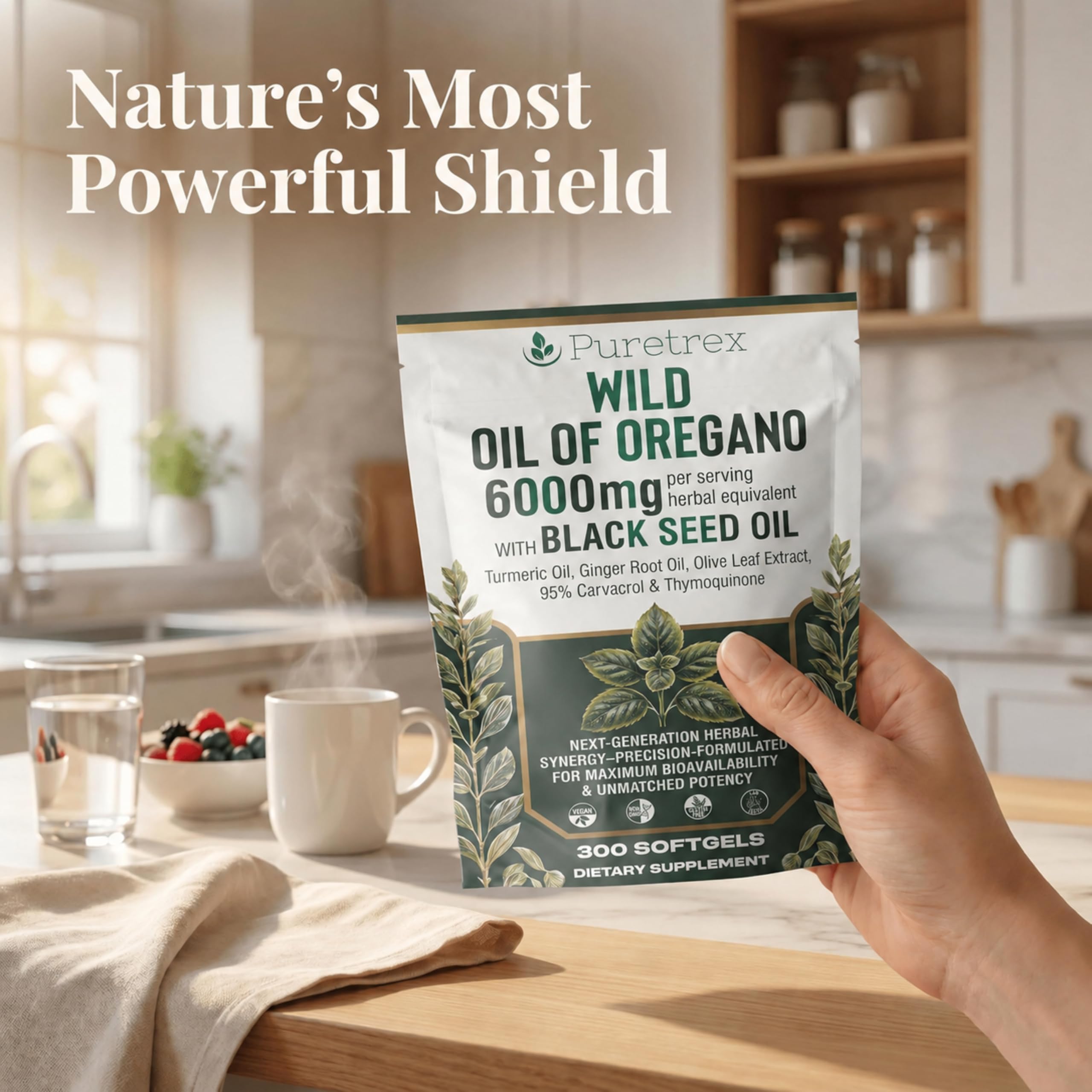 Wild Oil of Oregano with Black Seed Oil 300 Softgels, Ginger — Amazon image 2
