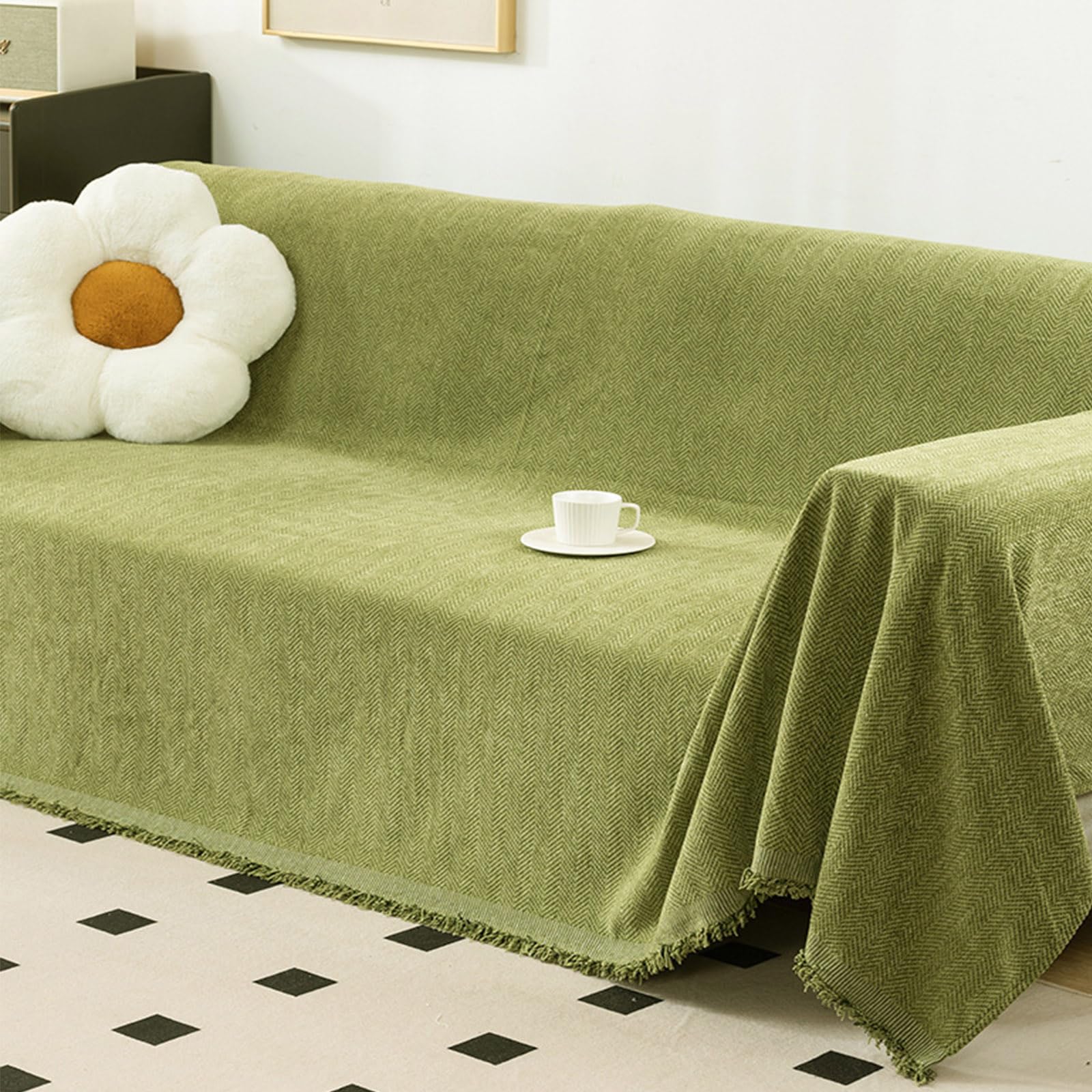 Housse de canapé 2 places en peluche douce et lavable pour la maison