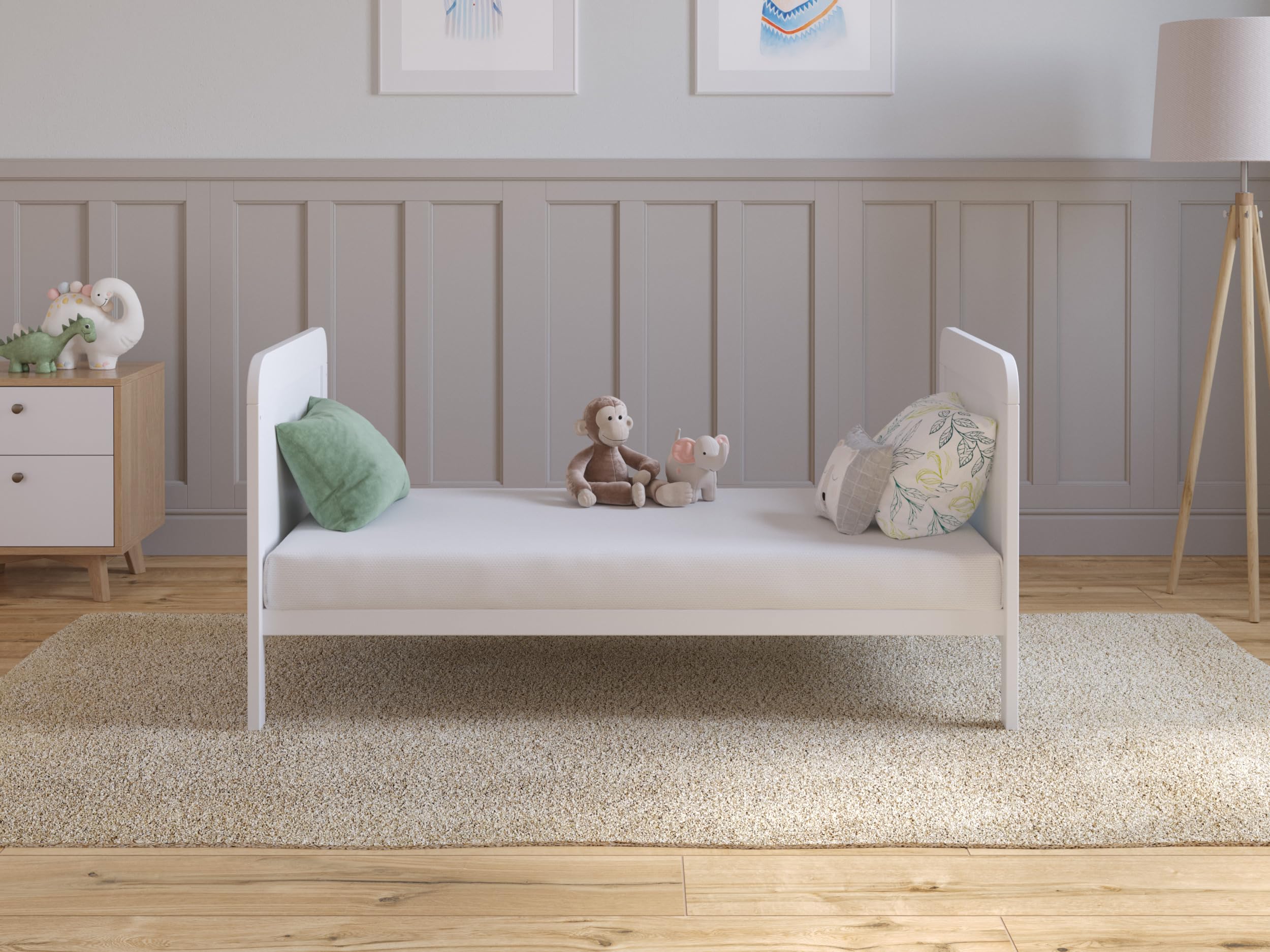 Love For Sleep Lit Bebe Evolutif avec Matelas - Lit Bebe 120x60 cm Bois avec Matelas - Lit Bébé Lit Bois Blanc, Lit Bébé Set Complet Lit Evolutif Bebe