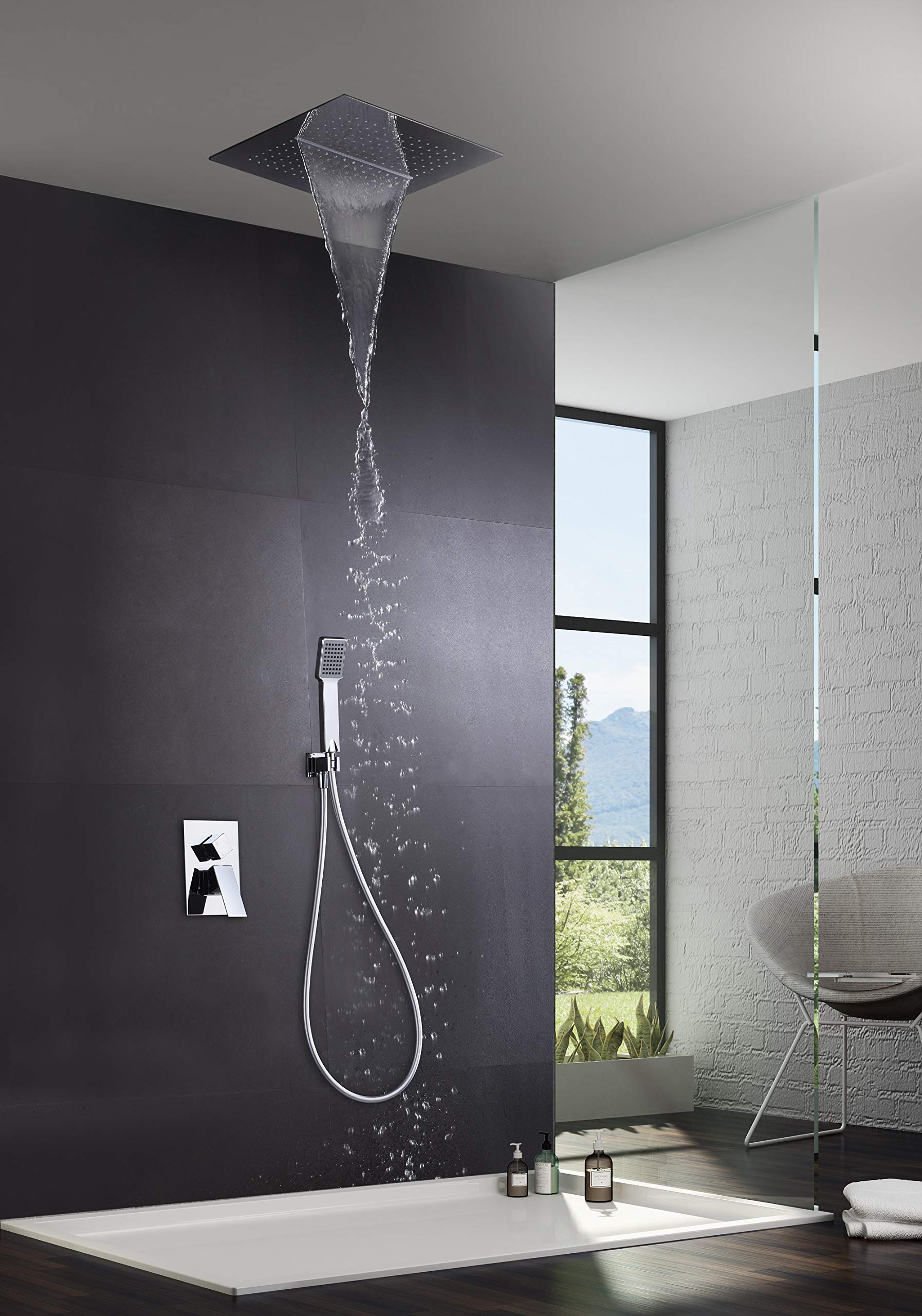 Conjunto ducha empotrada al techo efecto lluvia con mango de ducha Imex Malaga GTS020