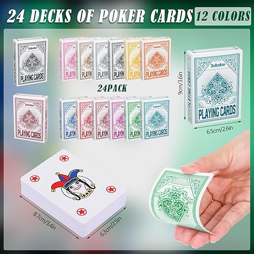 Miniatura 2 de Zubebe 24 Mazos de Cartas, Barajas de Cartas al por Mayor en Tamaño Póker, Barajas de Póker Estándar para Actividades de Niños y Adultos,