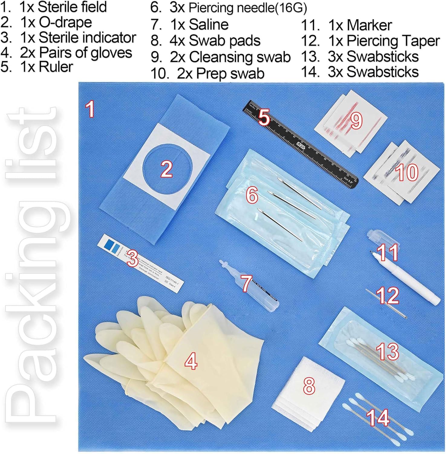 UAN Sterilized Piercing Clamp 20 pcs, 16G Sterile Body Piercing Kit 20 Box
