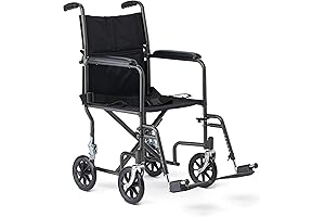 Medline Durable Lightweight Steel Wheelchair for Seniors and Adults - Rolls Smoothly...
