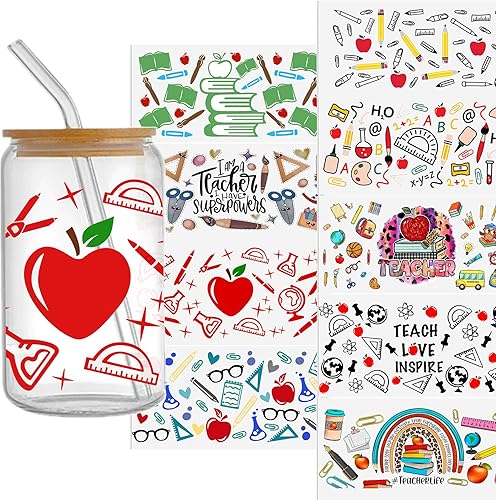 Miniatura 7 de David Angie Adhesivo de transferencia, 9 hojas con temática de vaca, impermeable, UV DTF, calcomanías de transferencia de papel de transferencia de