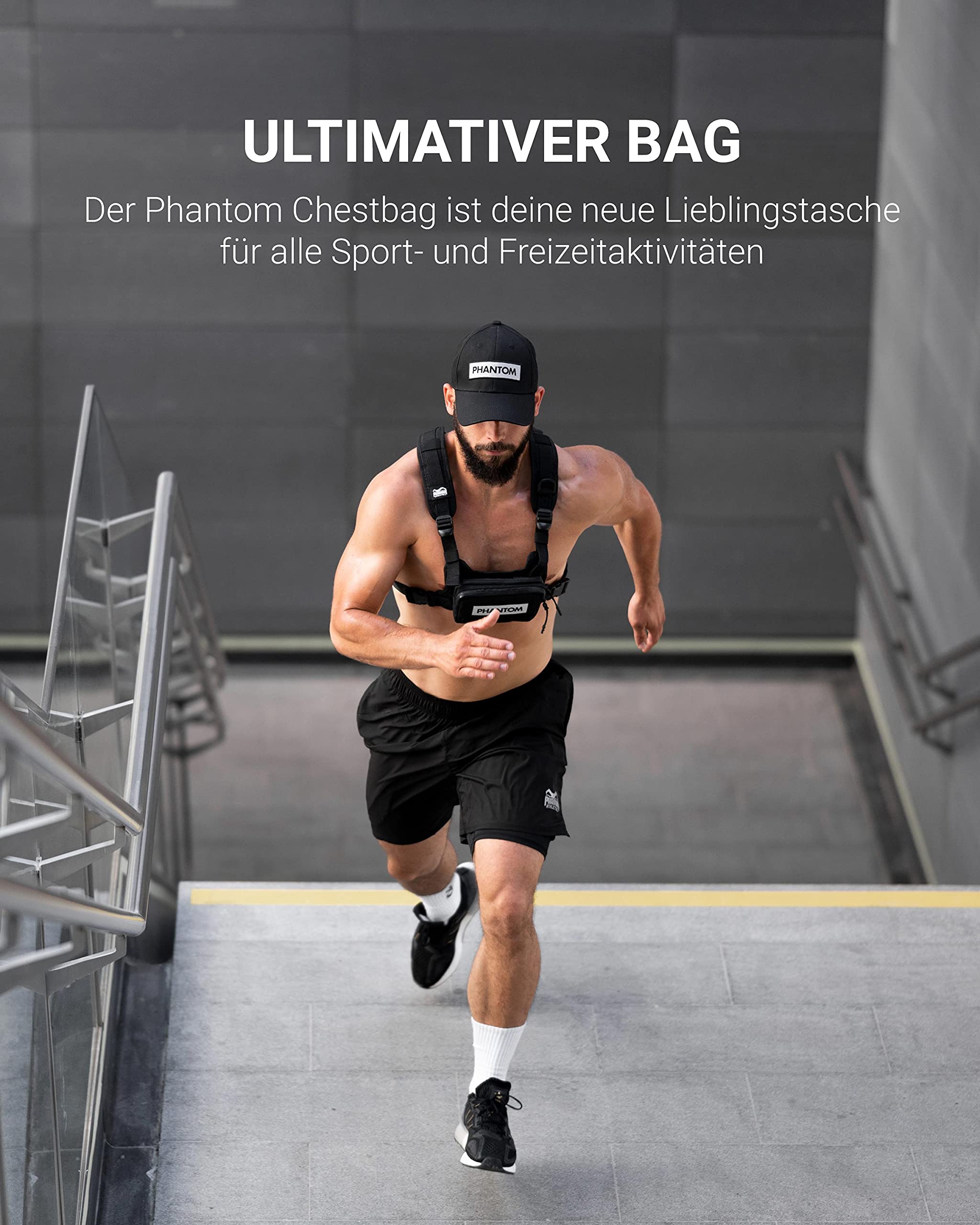 Phantom Chest-Bag Tactic - Fitness Tasche | Sport Brust-Tasche | Männer Damen - Schwarz