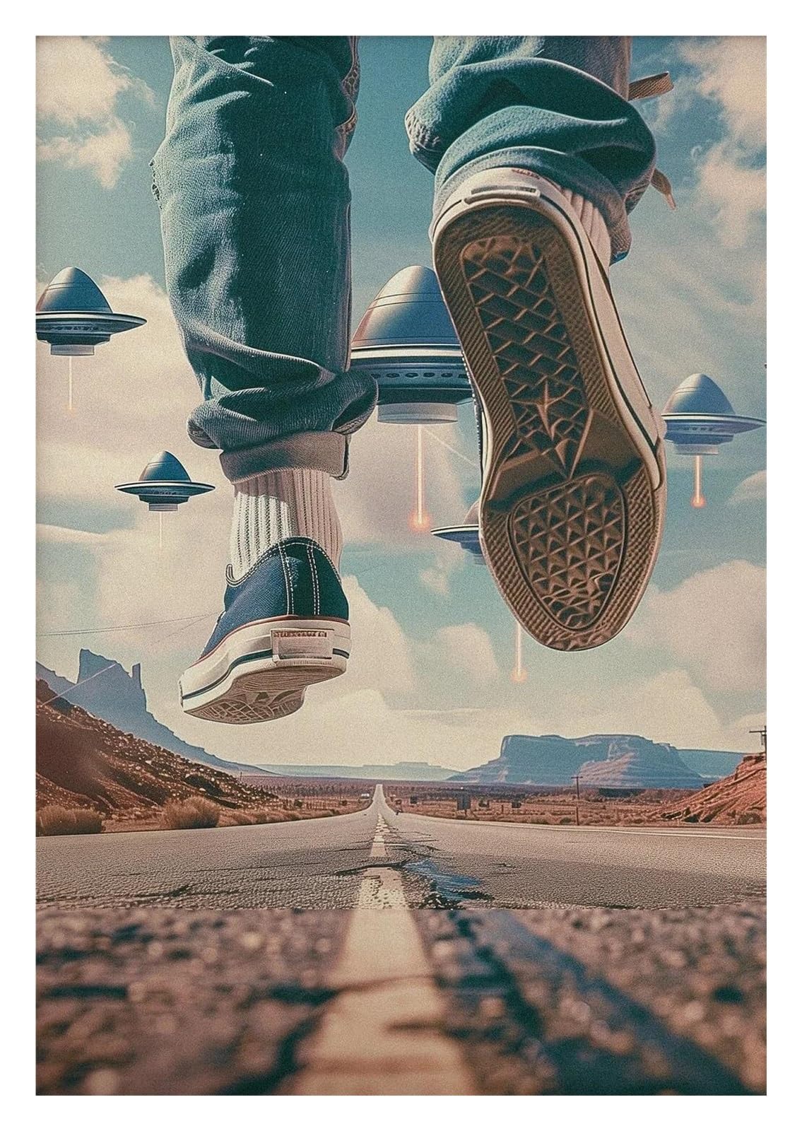 Affiche science fiction vintage OVNI extraterrestre déco murale toile