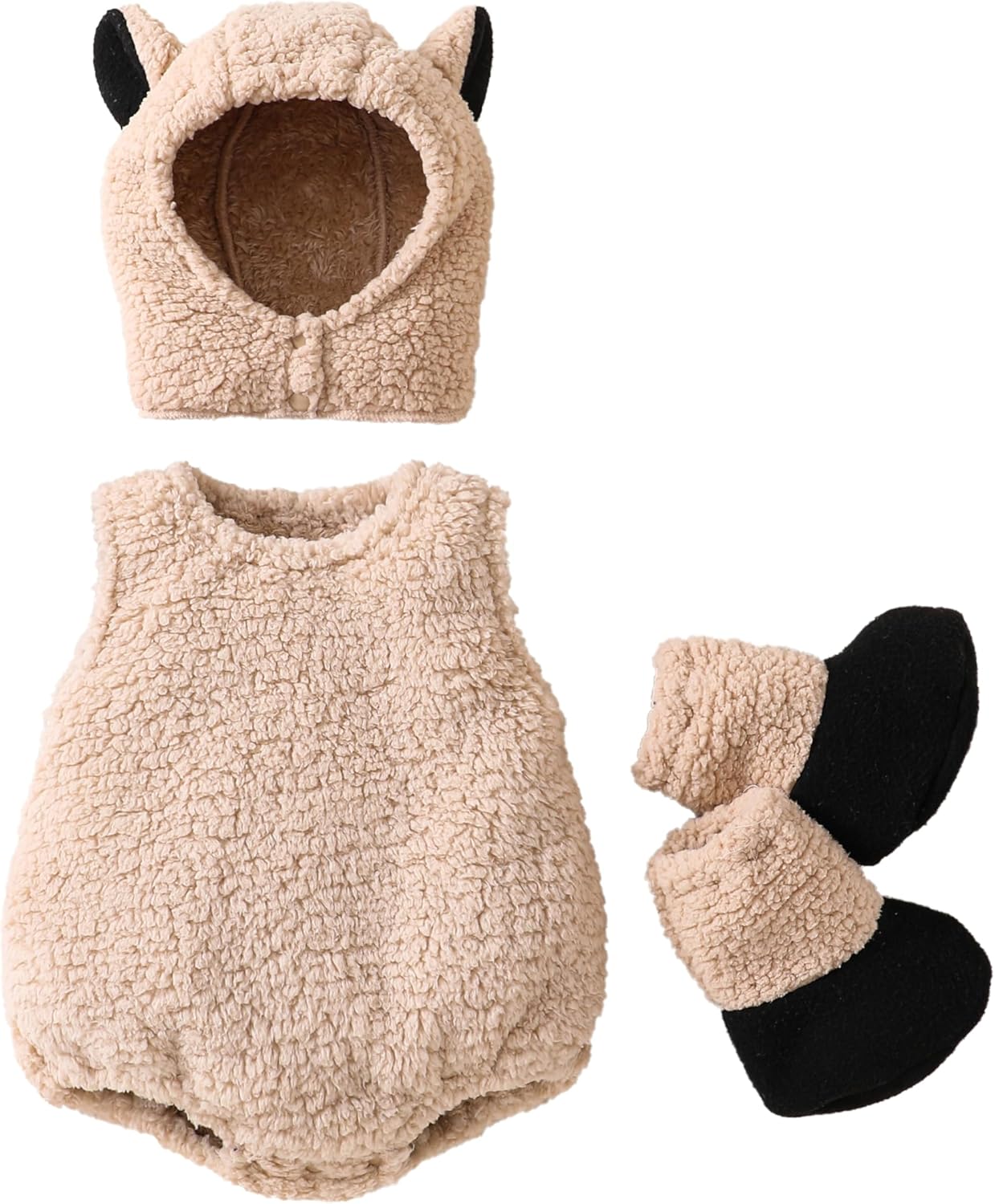 Toddler Baby Girl Boy Halloween Costumes Animal Costume Plush Sleeveless Romper Hat Shoes Cute Cosplay Outfits