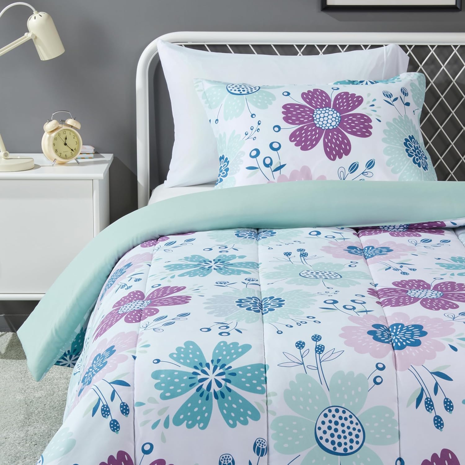 Grace Living Grace Living Prudence Velvet 3pc Ensemble Couette Complète / Reine, Argent | Home