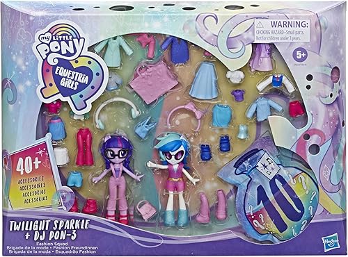 My Little Pony Equestria Girls Fashion Squad Twilight Sparkle y DJ Pon-3 - Juego de mini muñecas con más de 40 accesorios de moda