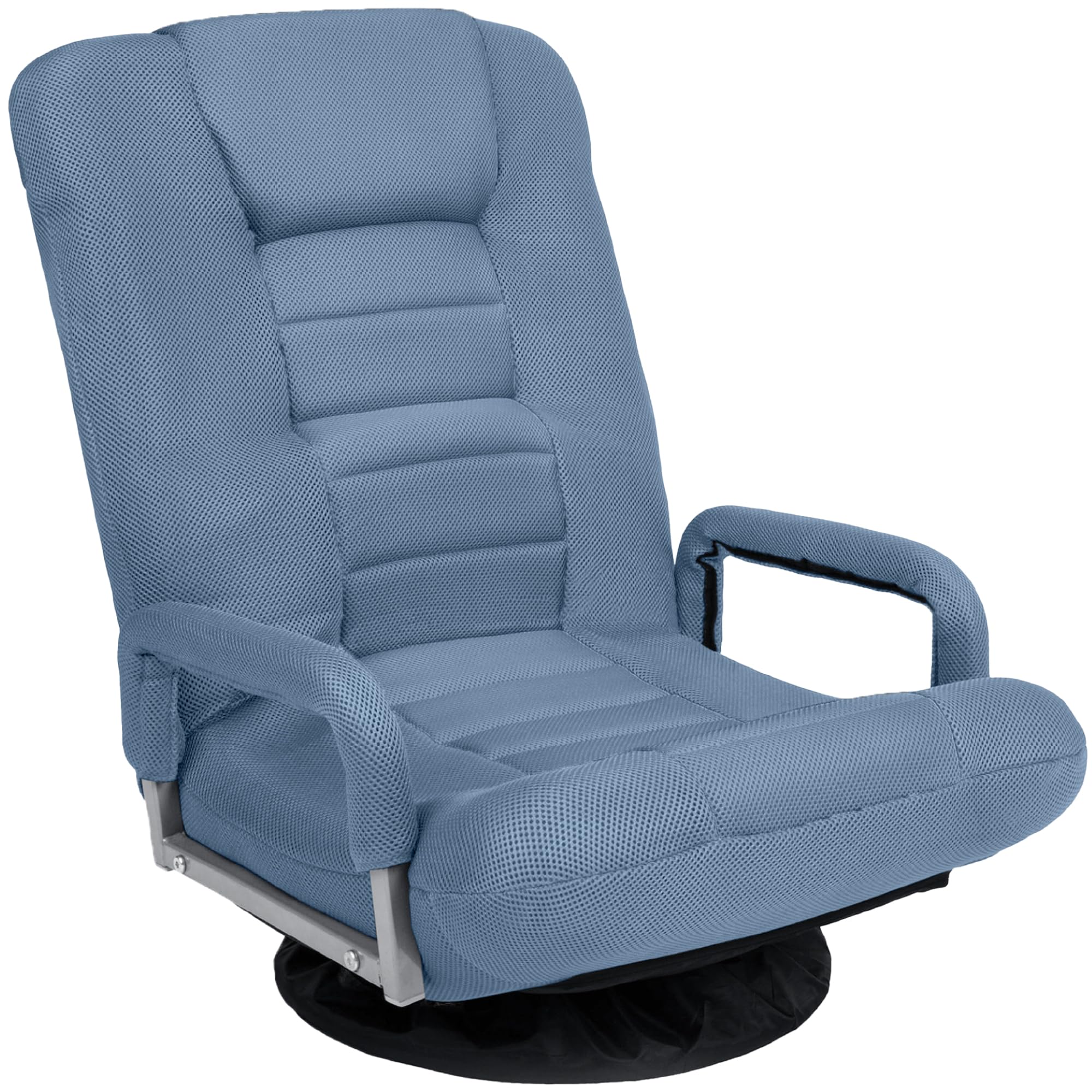Best Choice Products Swivel Gaming Chair 360 Degree Multipurpose Floor Chair Rocker for TV, Reading, Playing Video Games w/Lumbar Support, Armrest Handles, Adjustable Foldable Backrest - Dusty Blue