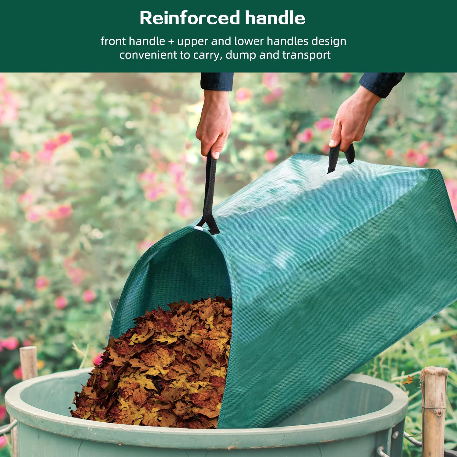 Singwow Kehrschaufel-Typ Gartenabfallsack 200L x 2, wiederverwendbar, Laubsammler, robuster Gartensack, Laubsack mit Griffen (Kehrschaufel 200L)