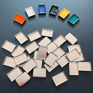 FCLUB Empty Mini Shallow Eyeshadow Metal Palette Pans for Melting Lipstick Pressed Powders - 100 Pack