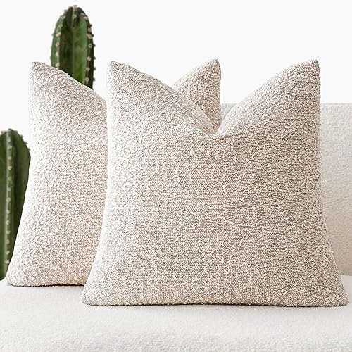 Foindtower Paquete de 2 fundas de almohada decorativas con textura de boucle, fundas de almohada sólidas, acogedoras y suaves para sofá, sillón,