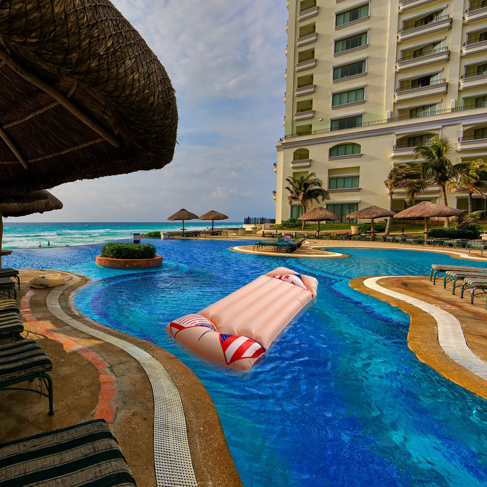 Kisangel Cama Flotante Inflable para Natación Colchoneta Flotante Patrón de Bikini Cojín de Natación para Adultos Piscina o Playa