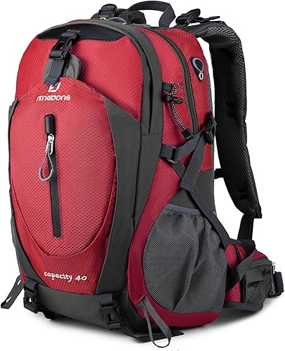 Vista 8 de FENGDONG Mochila ligera impermeable de 40L para senderismo, camping, viajes para hombres y mujeres (verde)