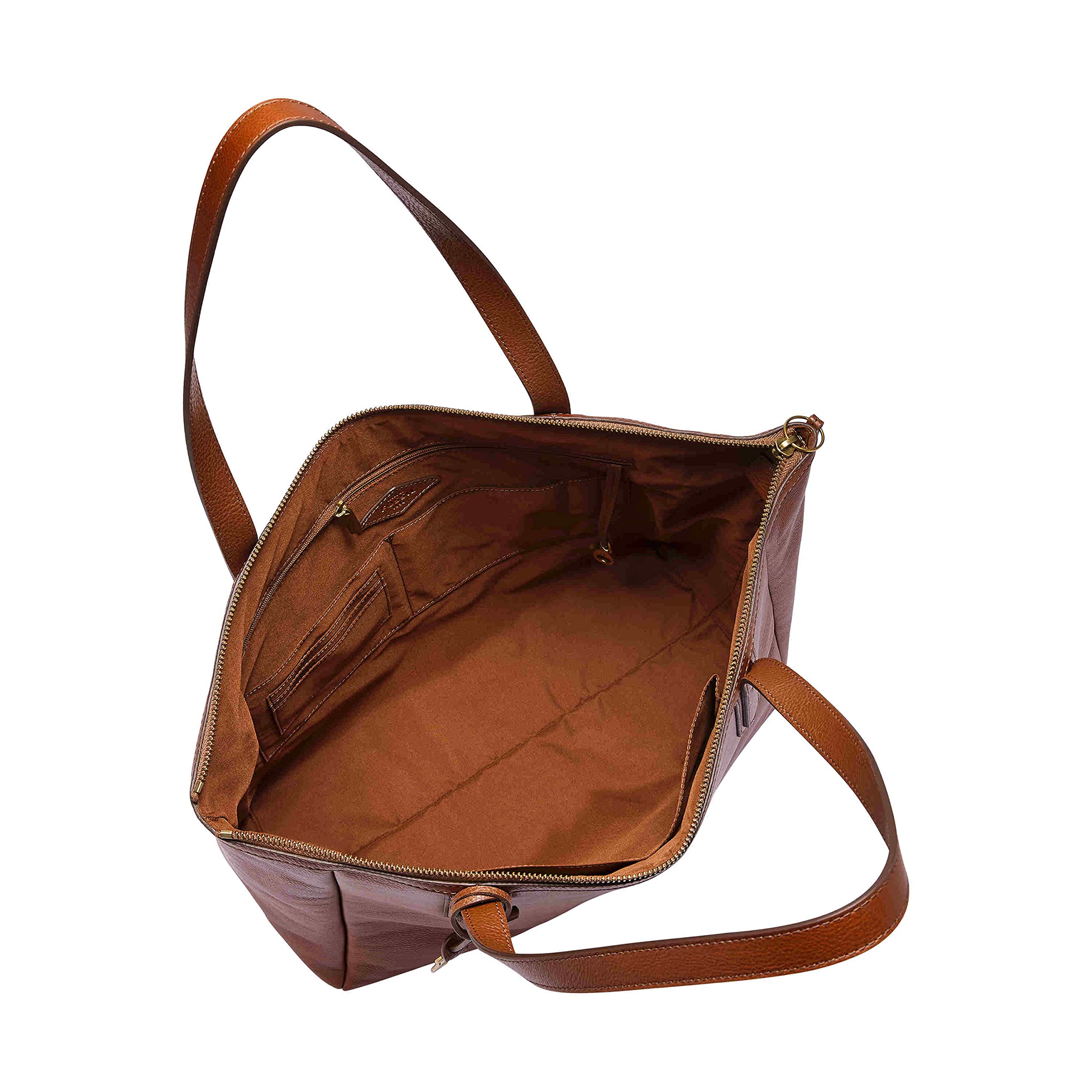 Fossil Women's Sydney Leather Tote Bag Purse Handbag, Med Brown