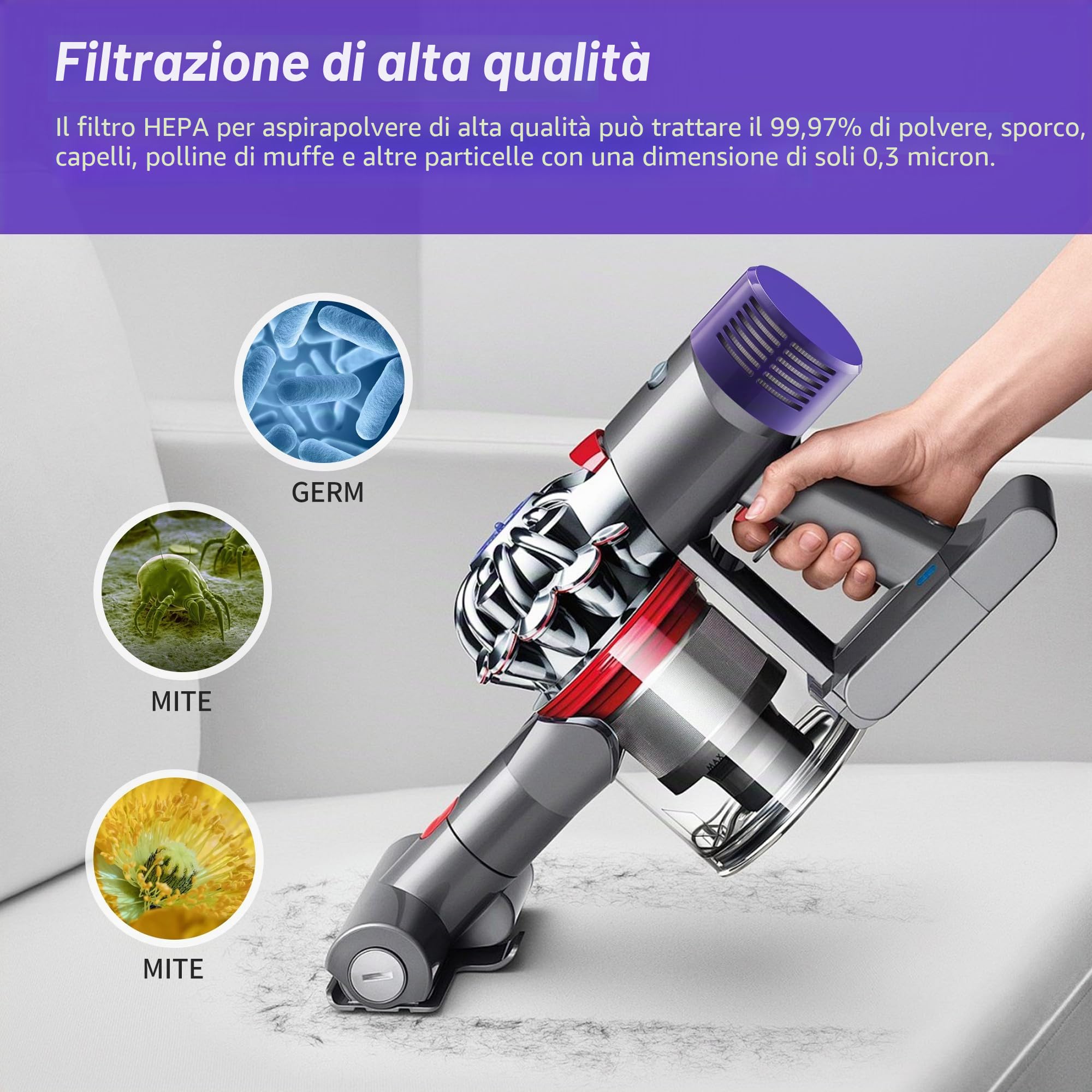 Confezione da 4 filtri HEPA con spazzola di pulizia per Dyson V10 SV12, V10 Cyclone Series, V10 Absolute, V10 Animal, V10 Total Clean. Per Filtro Dyson V10 possono filtrare efficacemente l'aria