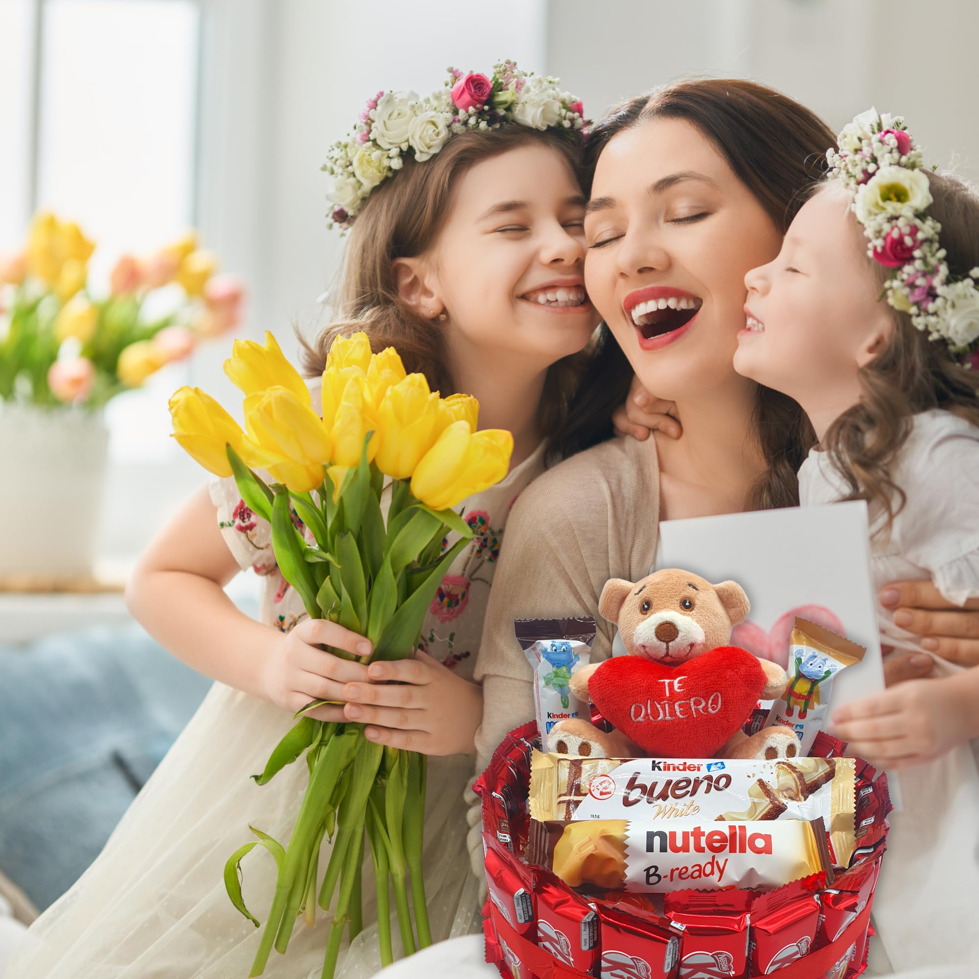 Tarte au chocolat Kit Kat + Ours LOVE - Cadeau pour la Saint-Valentin. Kinder Bueno, Kinder Chocolate, Happy Hippo - Tarte de 20 cm [IAMI]