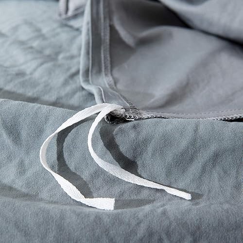 Miniatura 5 de Lanest Housing Juego de funda de edredón de microfibra cepillada lavada de 4.23ozm, gris, doble, matrimonialqueen, king