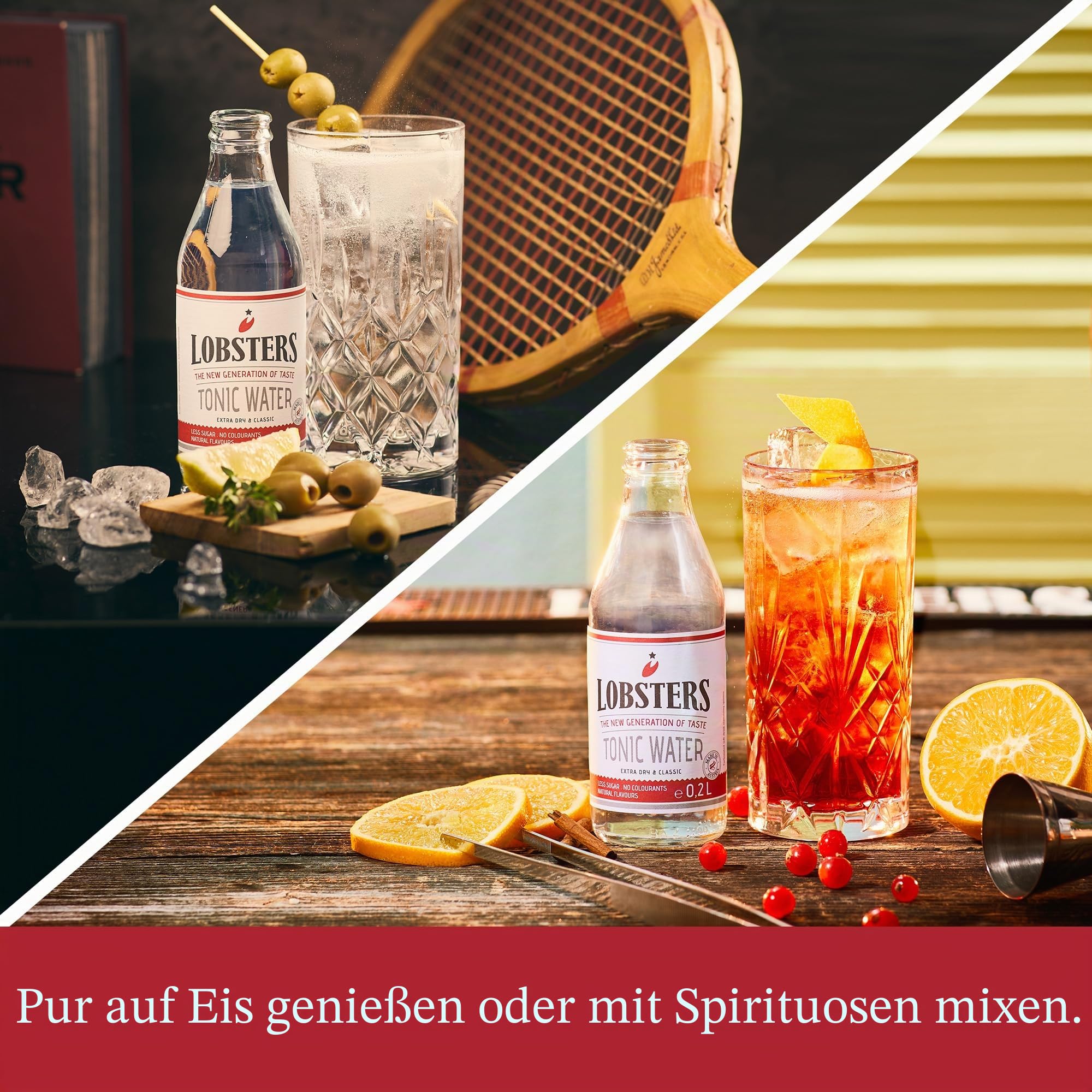 Lobsters - Tonic Water - 24 x 0,2l - Extra Dry and Classic - Erfrischend mit subtiler Bitterkeit durch Chinin, Made in Austria, Zuckerreduziert & ohne Farbstoffe, Perfekt für cocktail mix, Gin Tonic