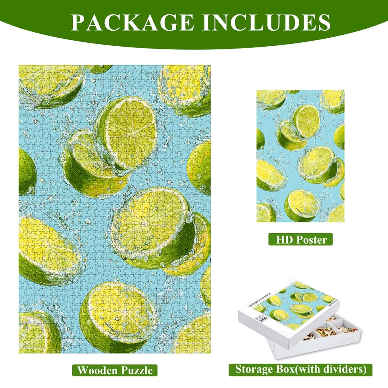 Puzzle 1200 Piezas Adultos Limón & Verde, Rompecabezas con Letras Traseras y Póster, Pasatiempo Antiestrés, Decoración de Pared, Regalo Decorar Mujer Hombre 75 x 50 cm (14 Años +) P3#829