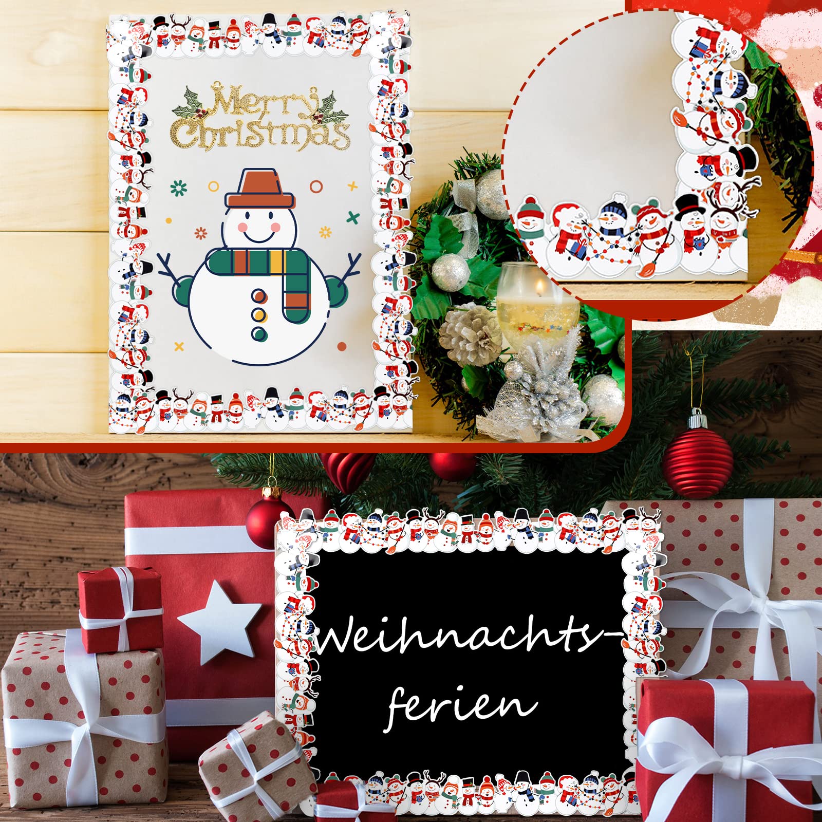 Weihnachts-Pinnwand-Bordüren Set – 70 Stück Mit Motiven Wie Weihnachtsmann, Schneemann, Elch & Lichter | Wasserfest, Wiederverwendbar Für Klassenzimmer & Zuhause