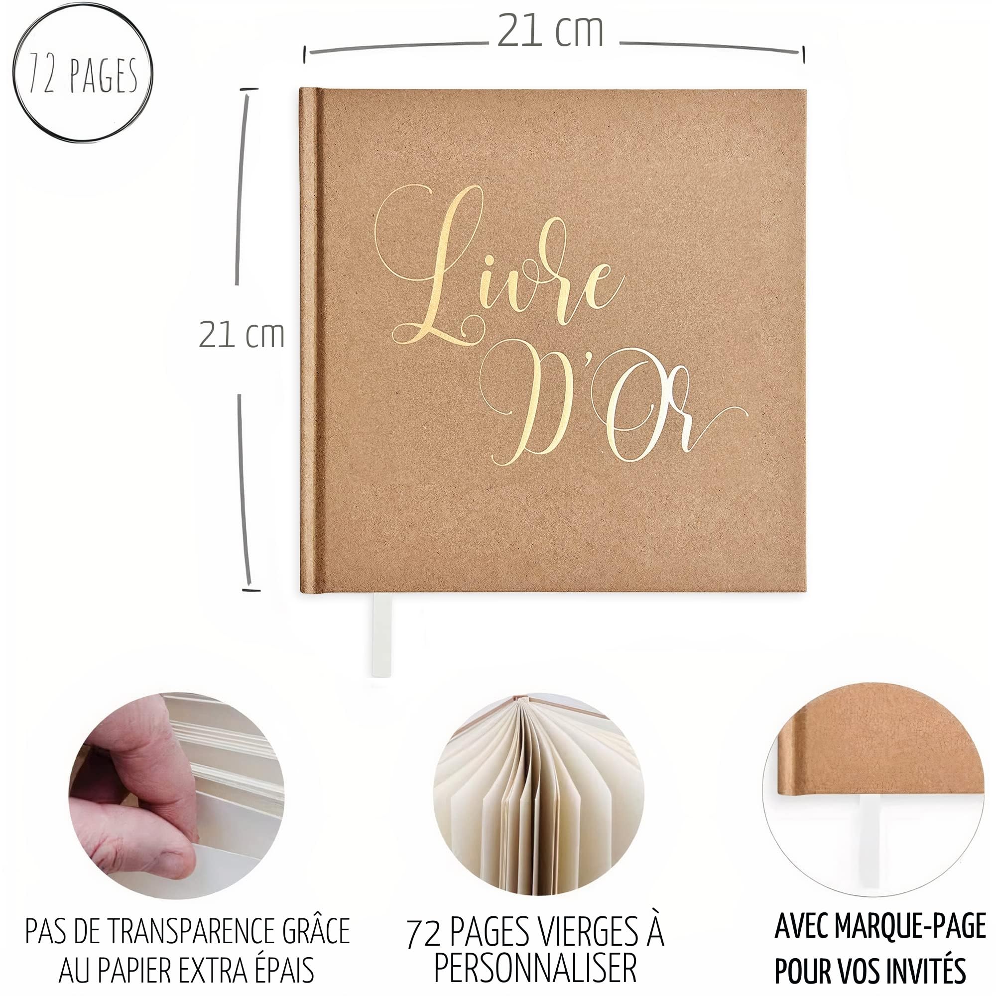 Plantvibes Livre d'or Mariage Anniversaire Couverture Rigide 72 Pages