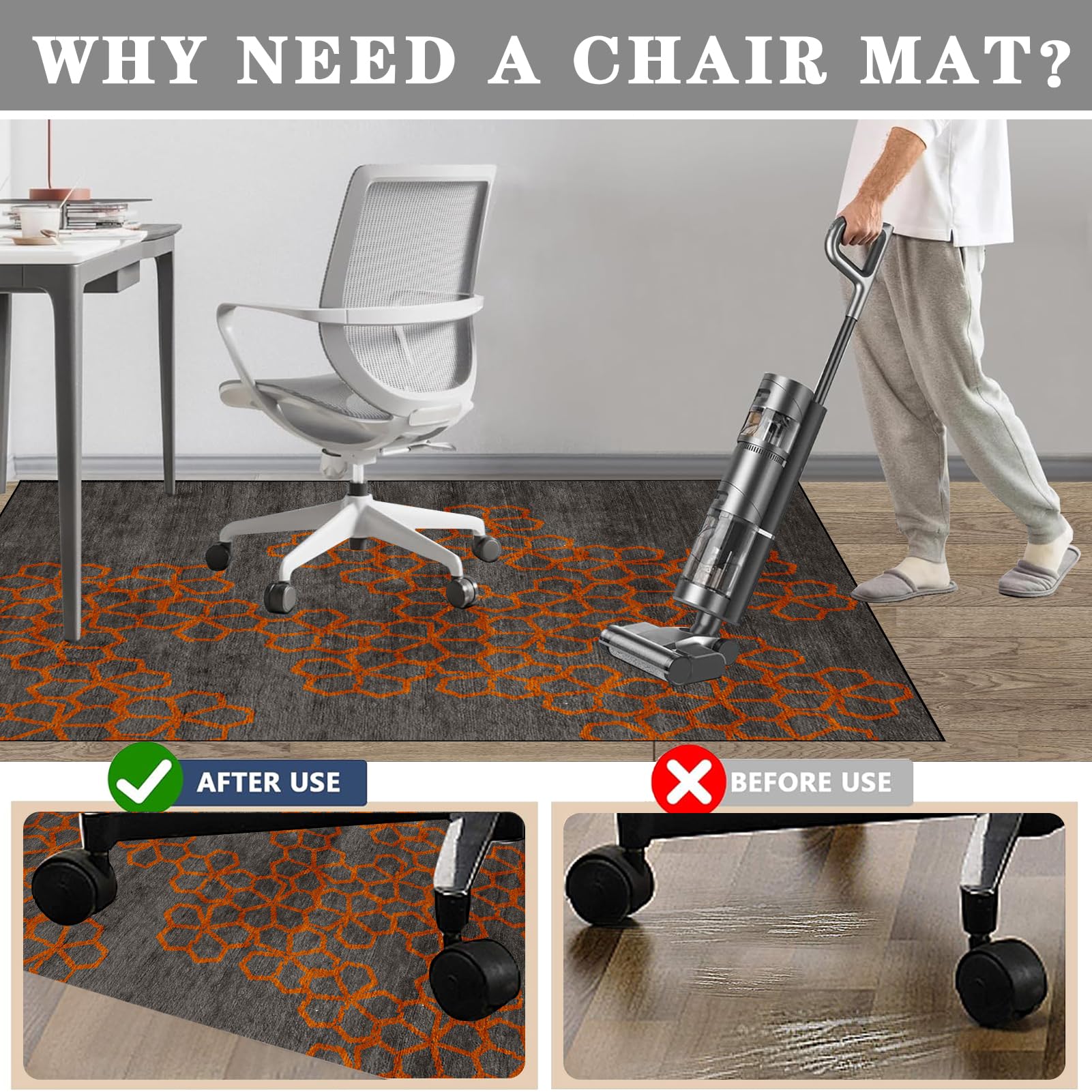 Teppich-Stuhlmatte Gaming 80 x 120 cm Teppich Bodenschutzmatte Bürostuhl Teppich Unterlage-Kratzfest für Parkett und Hartböden Bürostuhl Unterlage für Stühle Anti-Silp Schutzmatte für Laminat