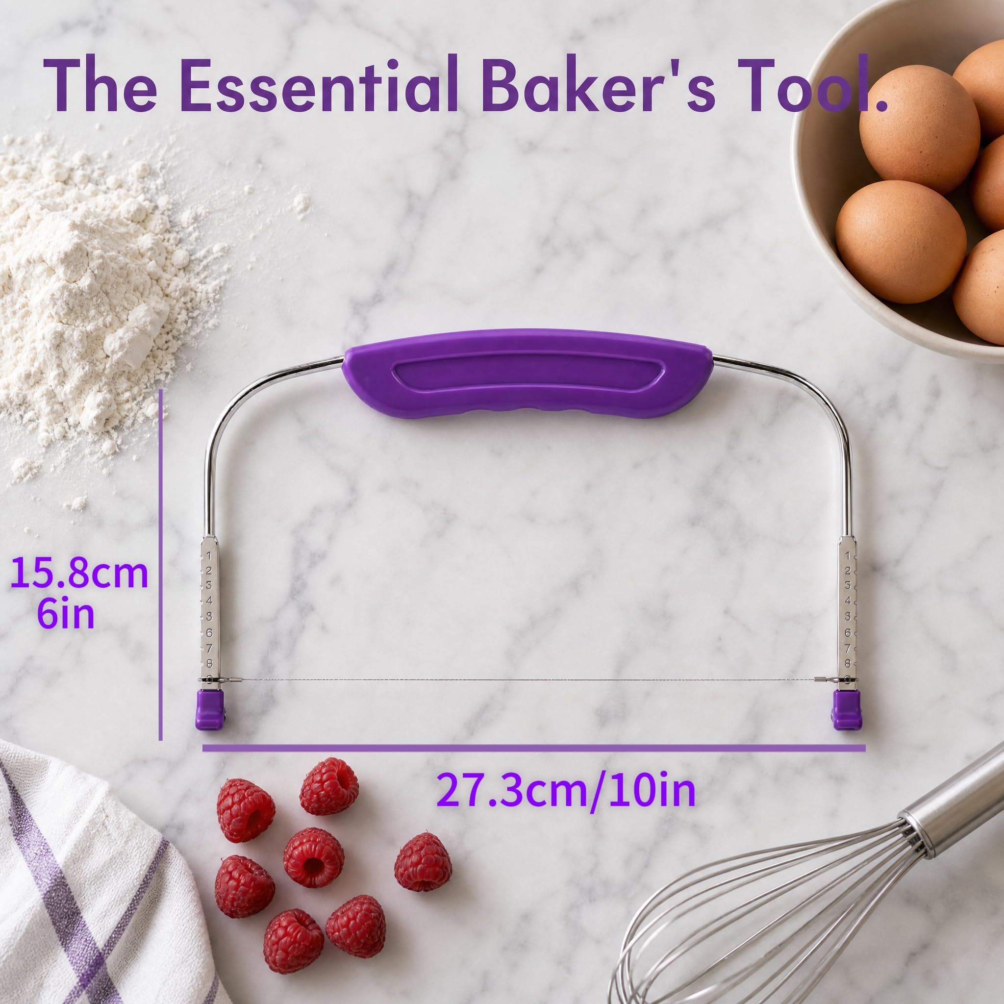 QIANSSE Professional Cake Cutter Slicer & Leveller Tool | 10in Adjustable Wire L