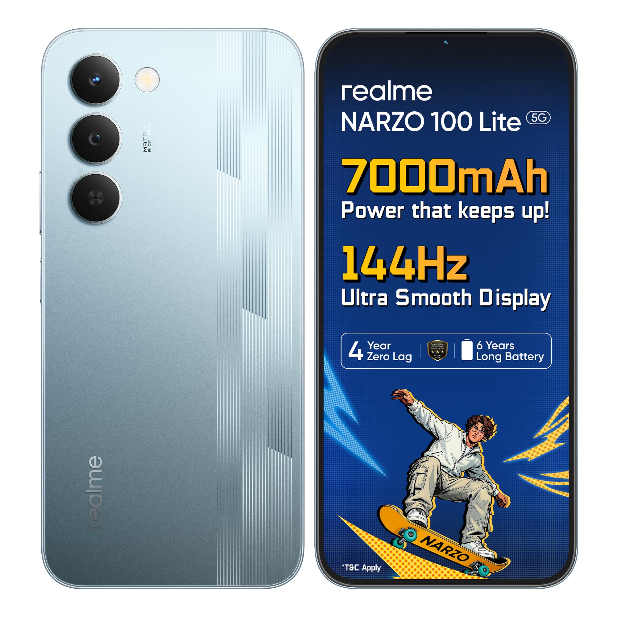 realme narzo 100 Lite 5G (Frost Silver,4GB+128GB) | 7000mAh Titan Battery | 4 Years, Zero Lag | 144 Hz Ultra Smooth Display | 6 nm Octa-core 5G Chipset | Color Pop Design | VC Cooling-image-16
