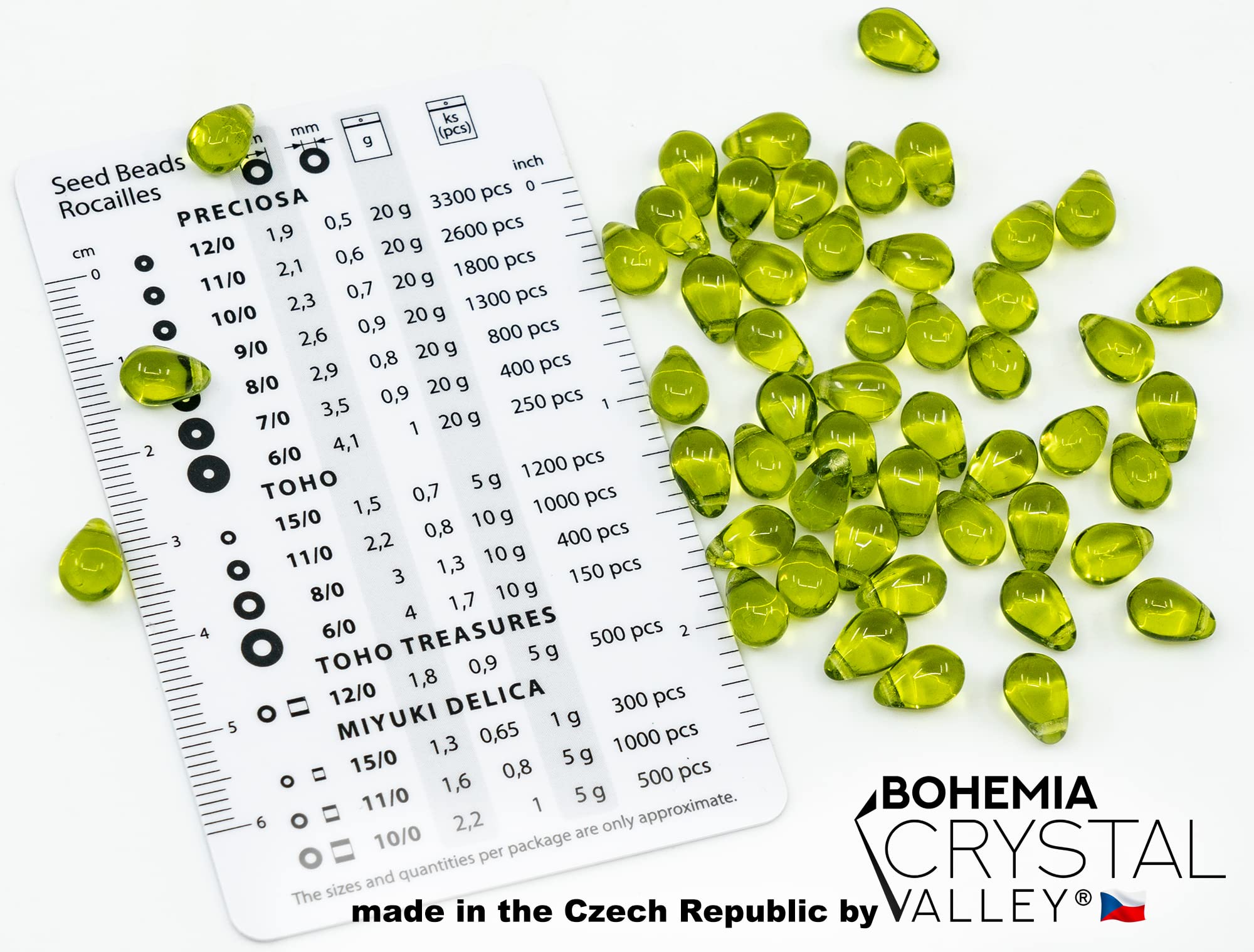 Czech 50-Piece Glass Beads, 6x9mm, Teardrop Olive Green, Olive Green,Silver - Image 2