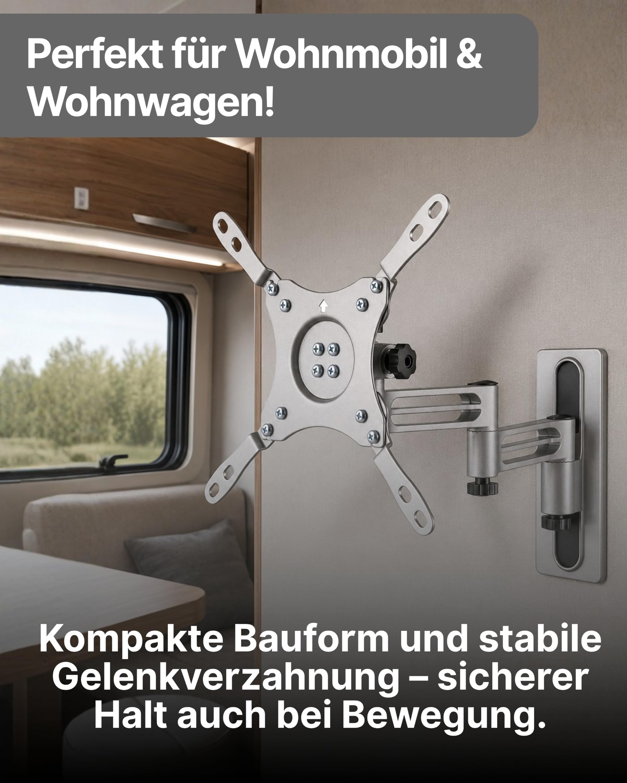 SCHWAIGER TV-Wandhalter I 13-43 Zoll Fernseherhalterung I neigbar, schwenkbar & drehbar I universelles Montageset für Flachbildschirme I TV-Halterung für Wohnwagen & Wohnmobil geeignet