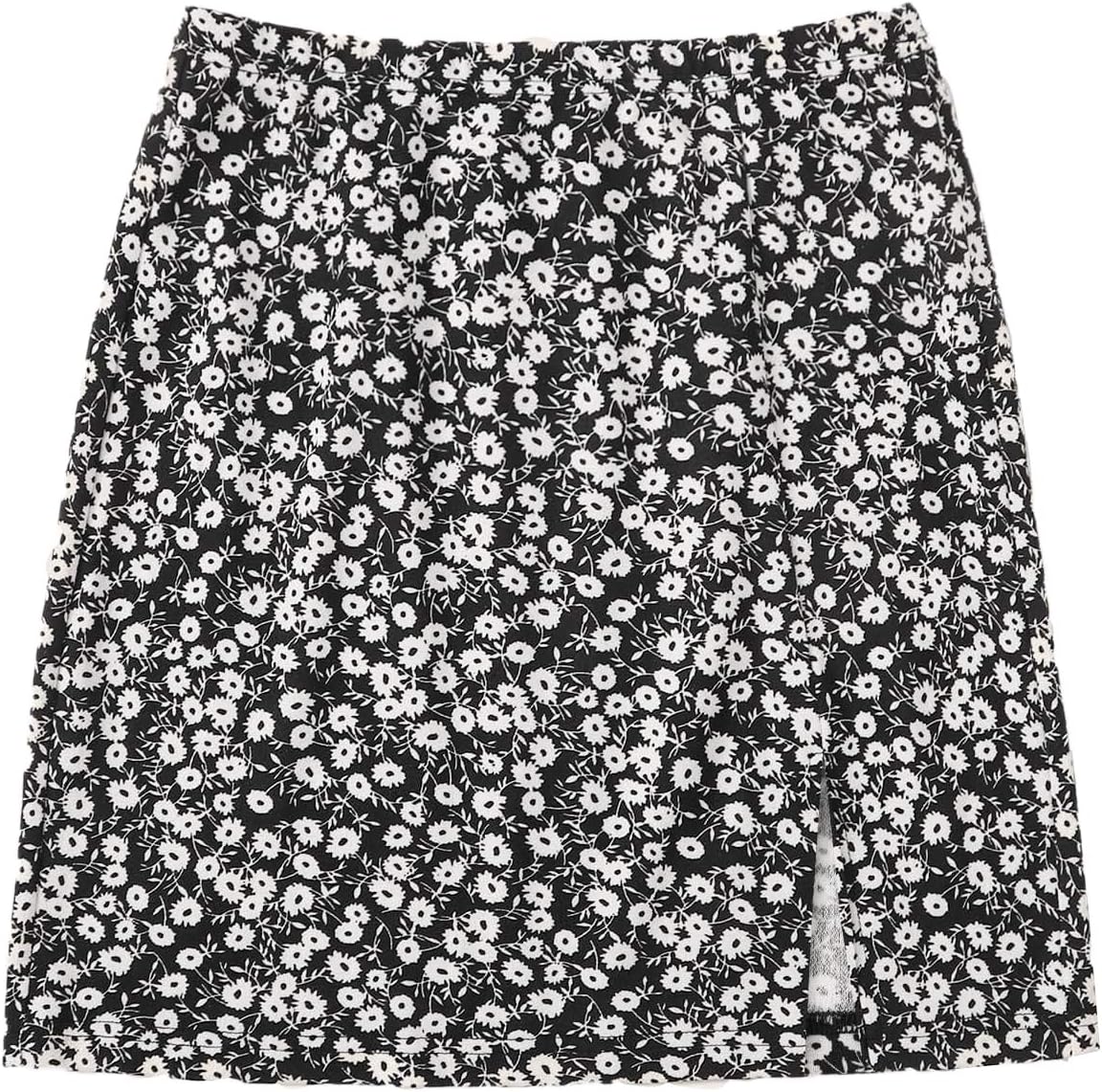Floerns Women's Floral Print Bodycon Split Mini Skirt Black Ditsy XS