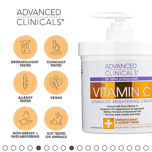 Miniatura 4 de Advanced Clinicals Hidratante de ácido hialurónico + crema iluminadora de vitamina C, juego de 2 piezas para el cuidado de la piel para mujeres y