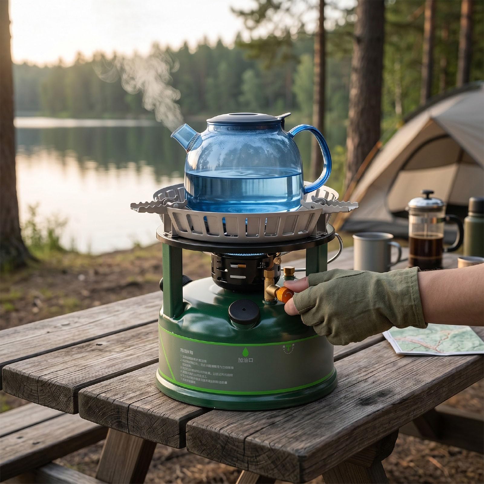 Haofy Mehrstoffkocher, Winddicht, Benzin-Kerosin-Kocher mit Verstellbarer Flamme und Automatisch Anpassbarem Ständer Zum Kochen Im Freien, Camping, Wandern