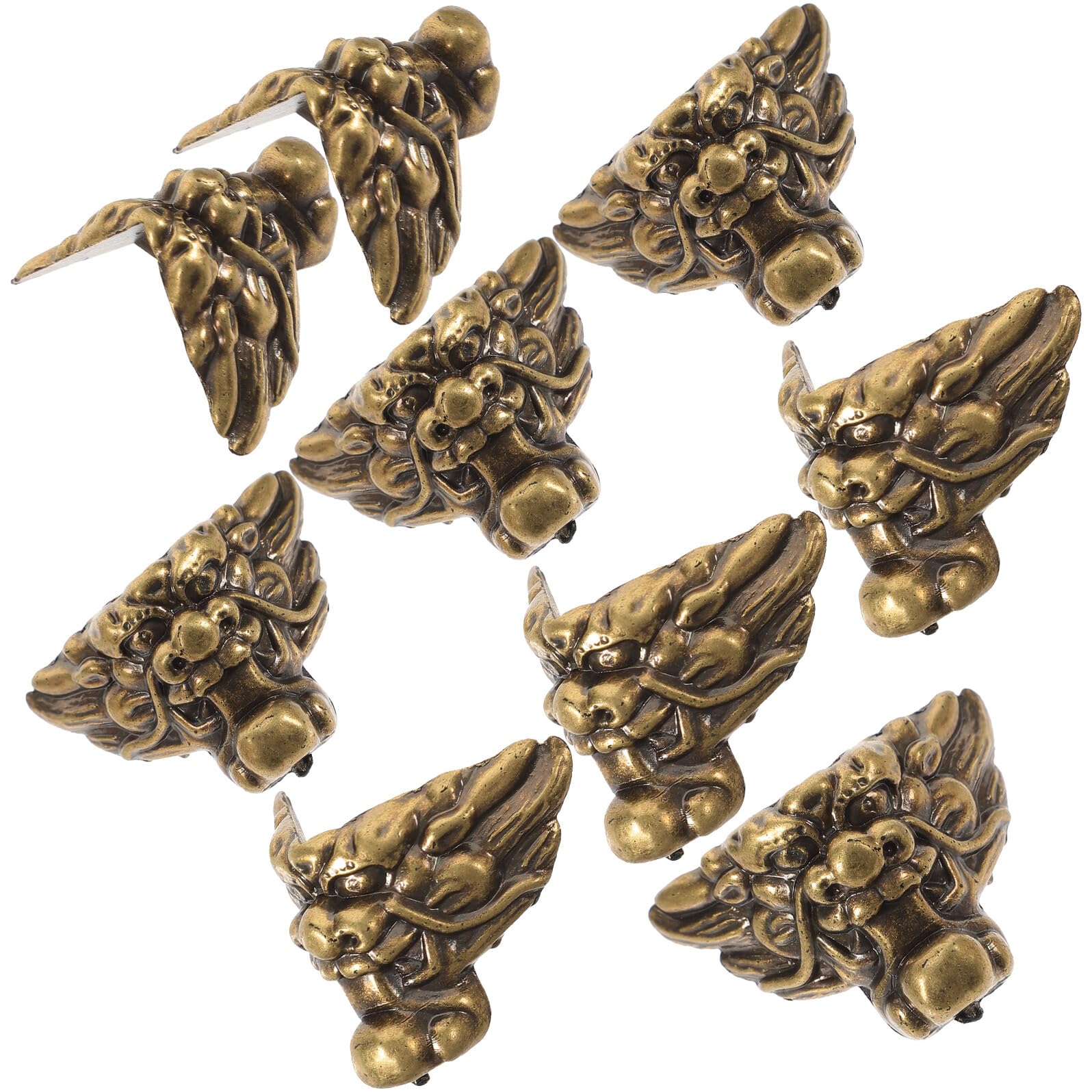 DOITOOL 12pcs Lion Design Decorative Corner Protectors for Wooden Jewelry Boxes Small Edge Covers for Box Decoration and Safety Guard Easy to Install Protective Supports for Table and Desk