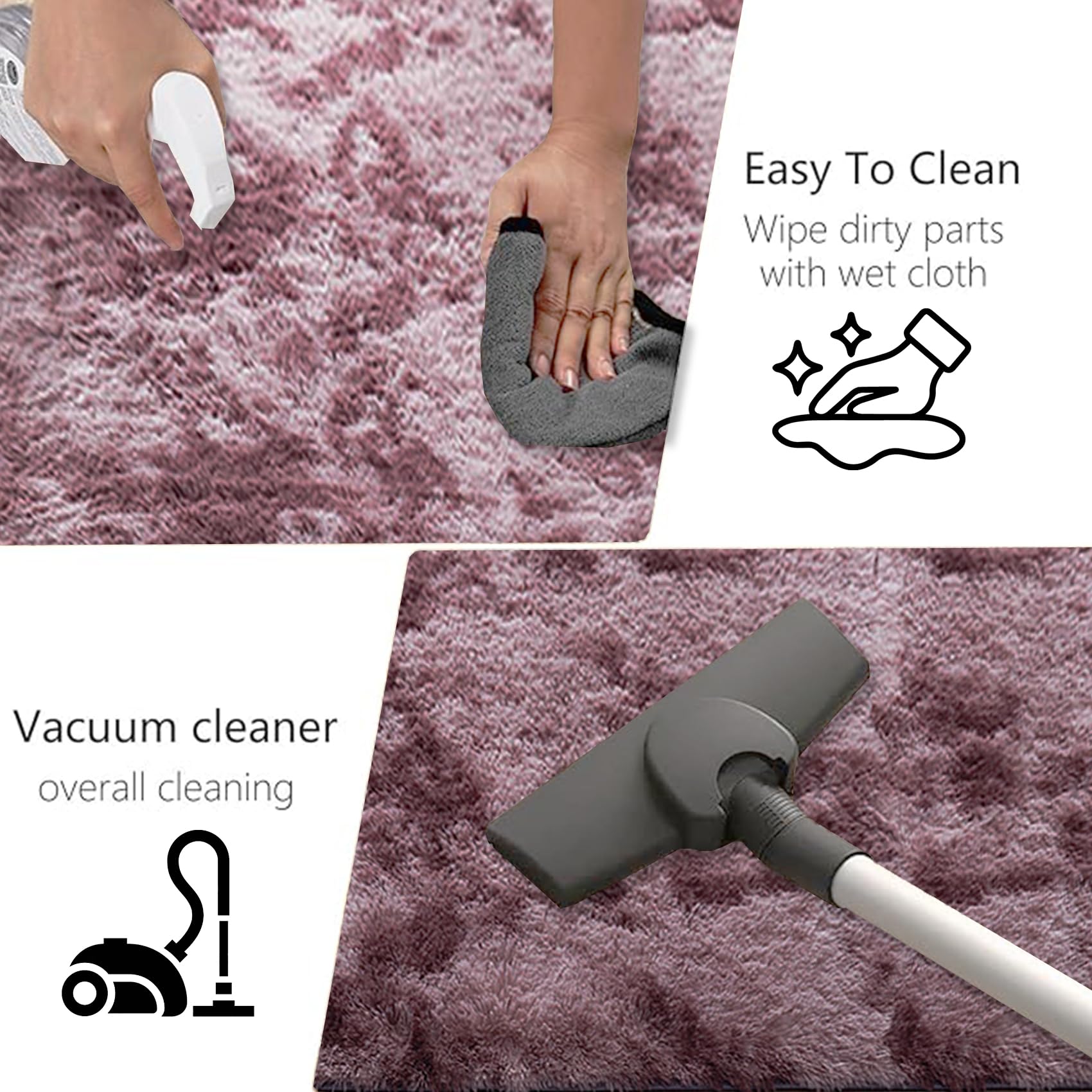 Alfombra Decorativa 110 x 145 cm, Súper Grueso Lavable a Máquina Duradero, Antimanchas, Resistente a La Humedad, Alfombras para Dormitorio, para Sala de Estar, Rosa Púrpura
