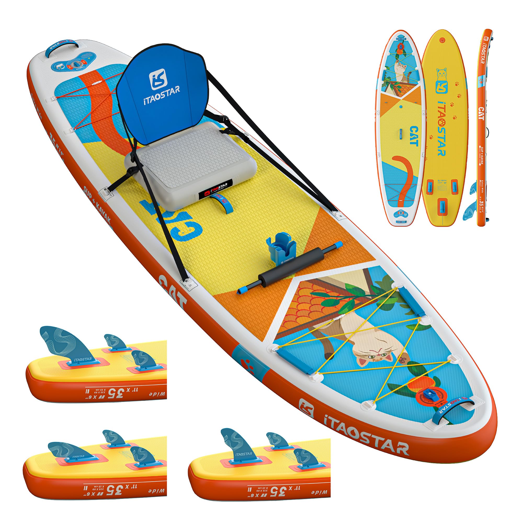 iTAOSTAR Tavola gonfiabile SUP 11'10'15,2 cm con pala Adj, copertura EVA antiscivolo, zaino 120 L