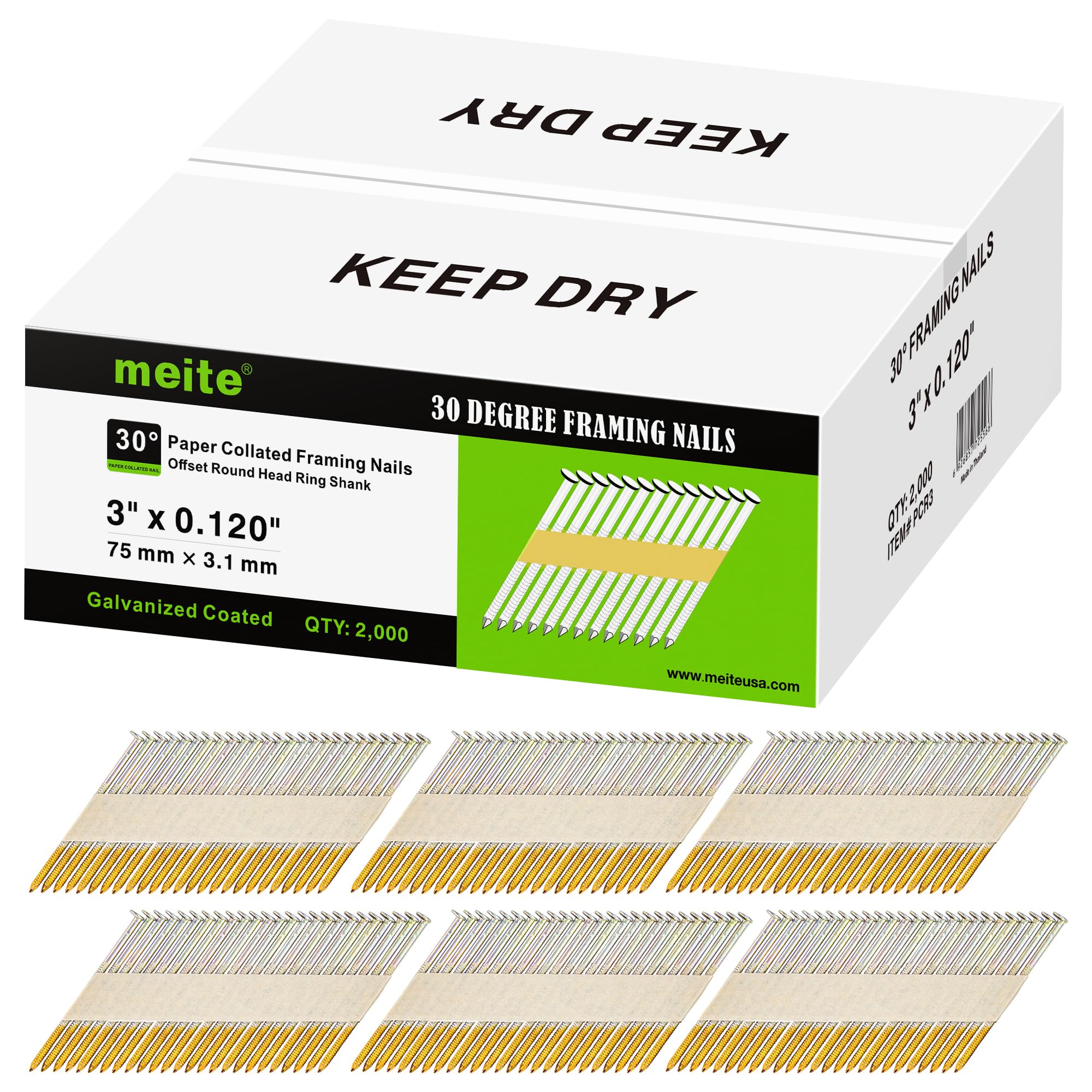 Meite 30 Degree Framing Nails - 2000 PCS -8