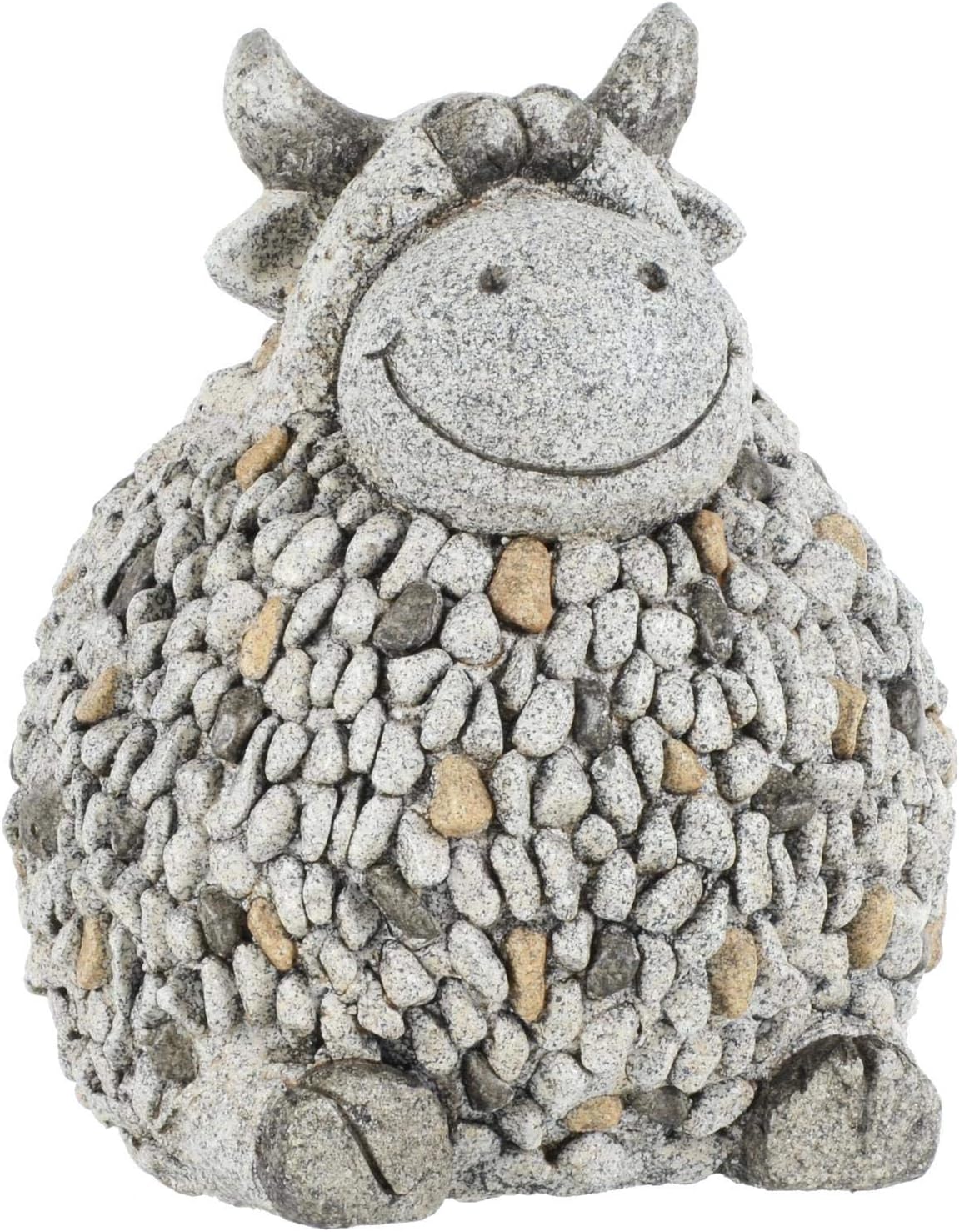 Azuma Sitting Animal Garden Decoration Ornamental Patio Figure Grey Pebble Mosaic Body - Pig