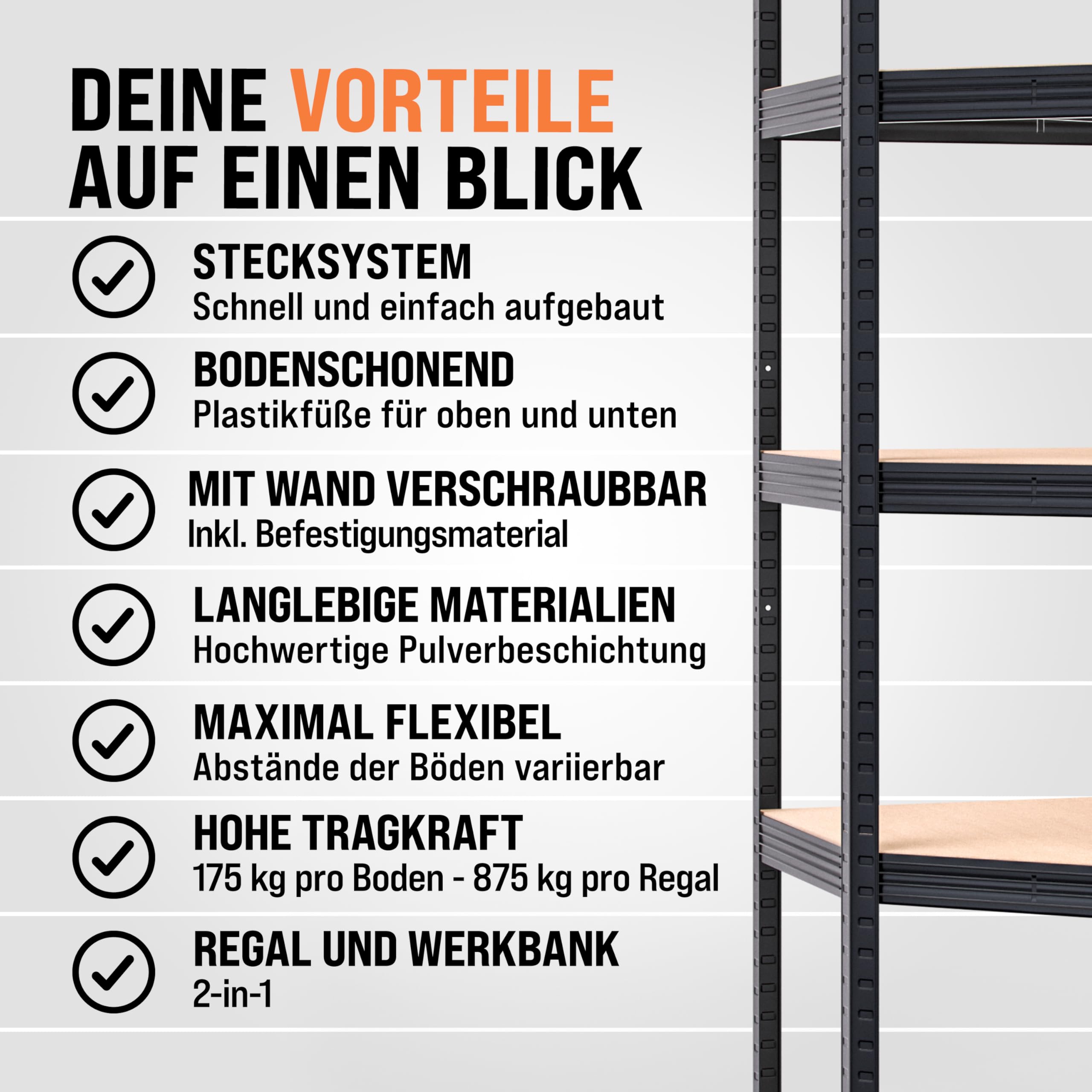 Monzana® 3er Set Schwerlastregal Eckregal 2625 kg 15 MDF-Platten Regal Lagerregal Kellerregal Steckregal Werkstattregal Regalsystem Schwarz