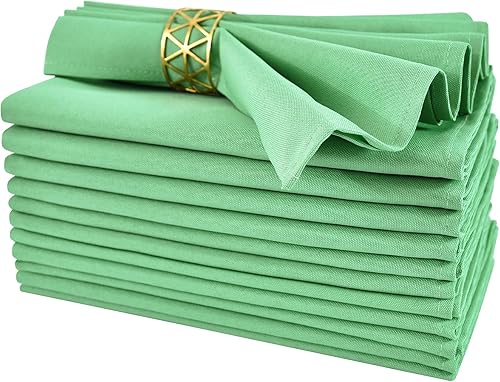 Cloth Napkins Set of 12 Washable Dinner Napkins Square 18X18 Inch Sage Green Reusable Table Napkin with Hemmed Edges for Hotel Restaurant Wedding Party Banquet Event