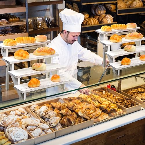 Miniatura 7 de 2 soportes de madera para cupcakes y torres de 4 niveles, soporte de exhibición de madera con niveles de granja, soporte rústico para exhibición,