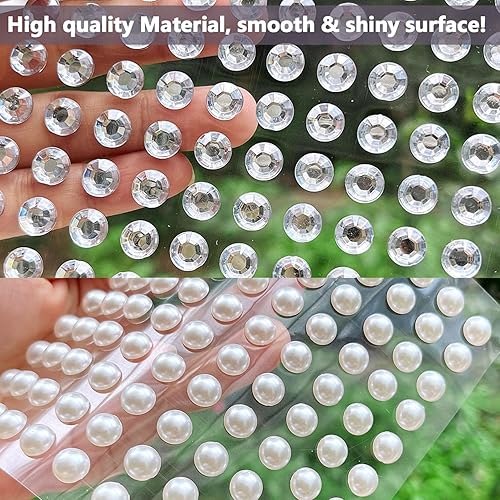 Miniatura 4 de 3000 calcomanías autoadhesivas de perlas y diamantes de imitación, calcomanías de diamantes de imitación autoadhesivas, gemas para el cabello para