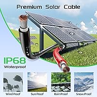 Vista 4 de Bateria Power 4 pares de cable de panel solar de 50 pies negro y 50 pies rojo Kit, cable de extensión de panel solar 10AWG (6mm²) de cobre estanñado