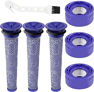 Ontheone 6 Pack Vacuum Filter Replacement Kit Compatible with Dyson V7, V8 Animal and V8 Absolute Cordless Vacuum, 3 Post Filter, 3 Pre Filter, Replaces Part # 965661-01 & 967478-01