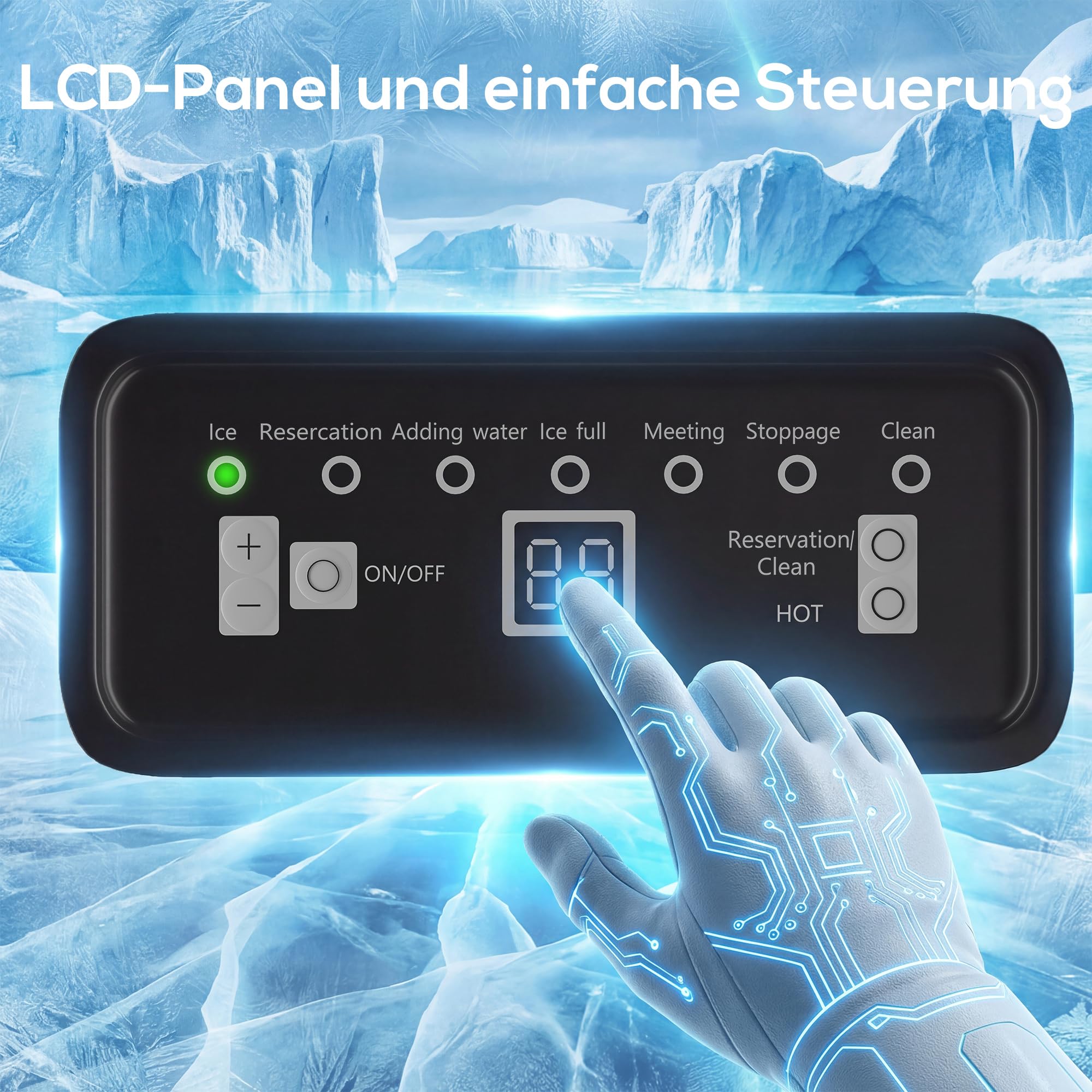 HOMCOM Kommerzielle Eiswürfelmaschine 36kg/24H selbstreinigend Eismaschine mit 7,5 kg Speicher, Timer, Ice Maker Machine aus Edelstahl mit Eisschaufel für Bar, Büro, Restaurant, Café