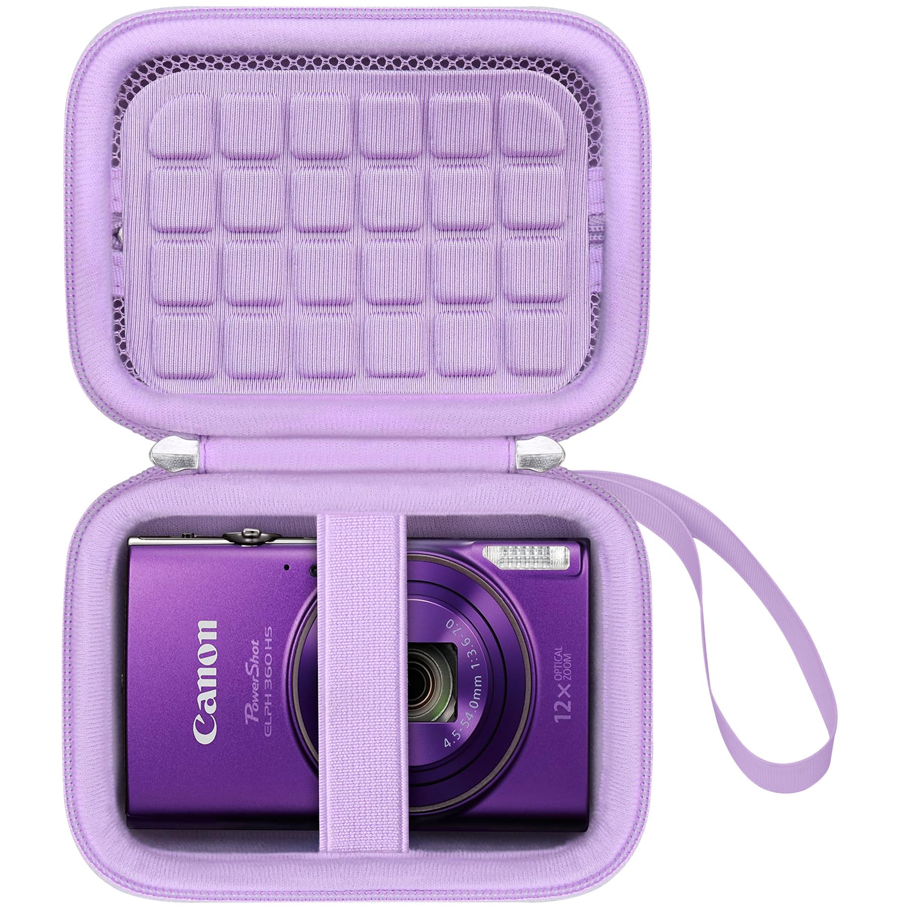 BOVKE Carrying Case for Canon PowerShot ELPH 360/360 HS Digital Camera, Vlogging Camera Hard Travel Bag, Mesh Pocket fits Battery, SD Cards and Cable