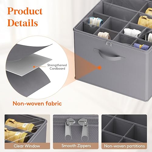Miniatura 3 de Lifewit Organizador de almacenamiento de zapatos para armario para 12 a 16 pares, contenedores de tela grandes de almacenamiento con cubierta