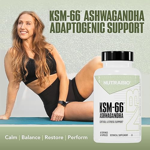 Miniatura 2 de NutraBio Ashwagandha KSM-66 Suplemento de hierbas Ashwagandha para el estrés, el estado de ánimo y el rendimiento 600 MG de KSM66 clínicamente